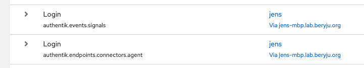 Example of device authentication event