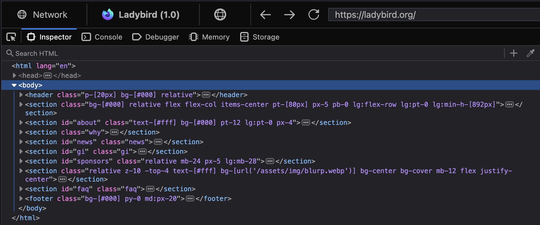 DevTools DOM tree